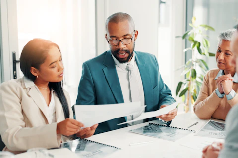 Interview and Opportunity with Business People in Boardroom