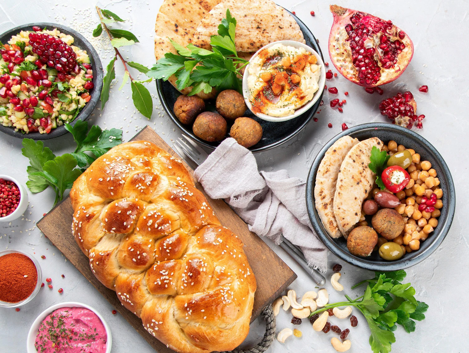 Jewish food on light background