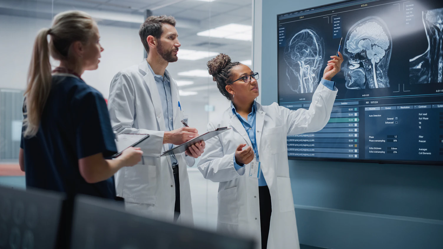 Medical Science Hospital Lab Meeting Diverse Team of Neurologists