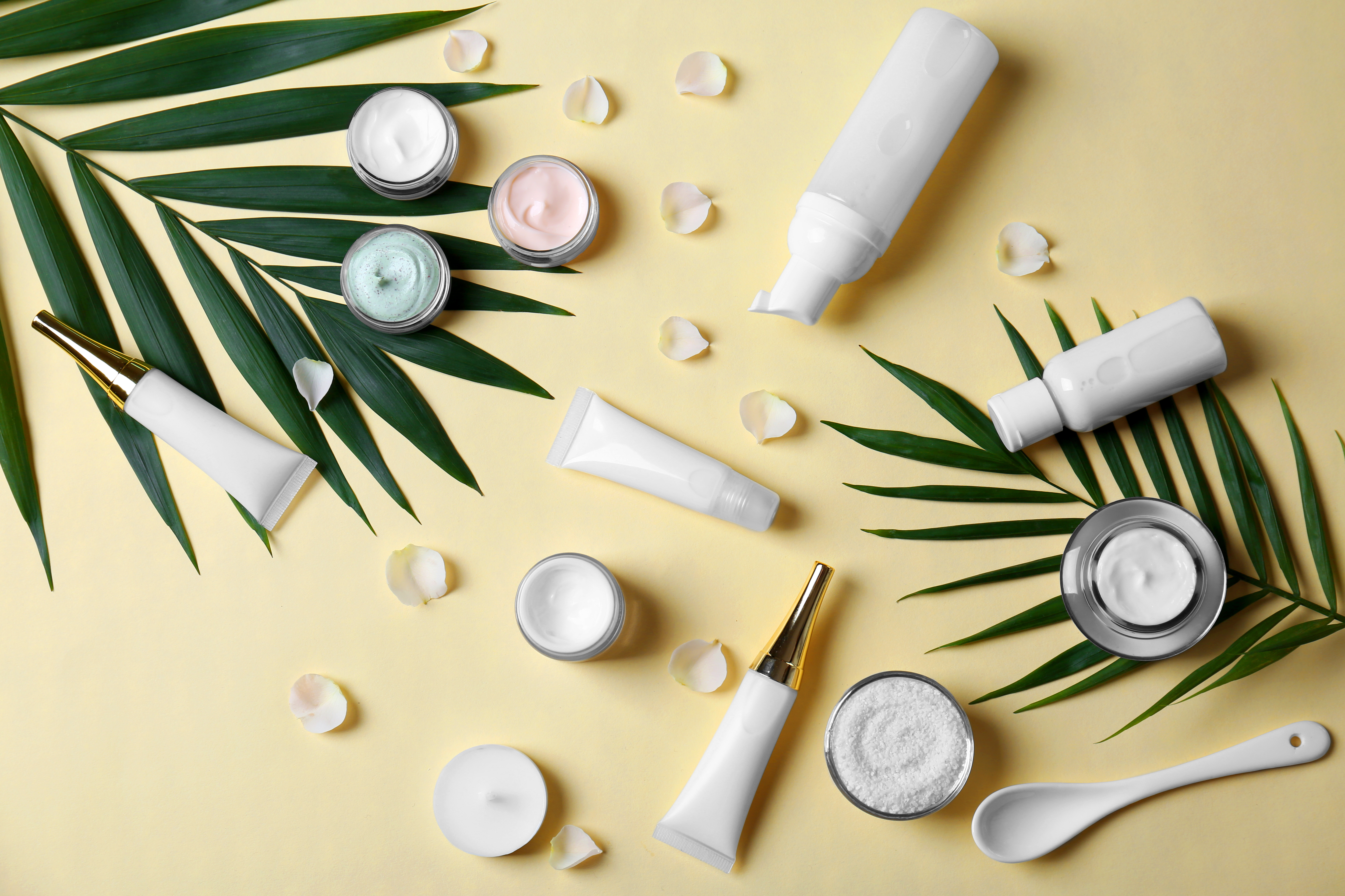Natural cosmetics and leaves