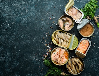 Salmon Tuna Mackerel and Sprats Canned Fish in Tin Cans