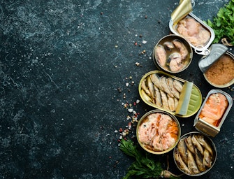 Salmon Tuna Mackerel and Sprats Canned Fish in Tin Cans