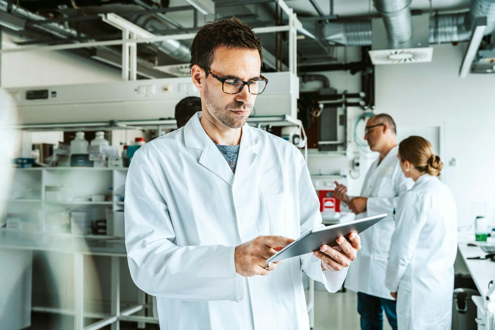 Scientist Using Digital Tablet in a Lab