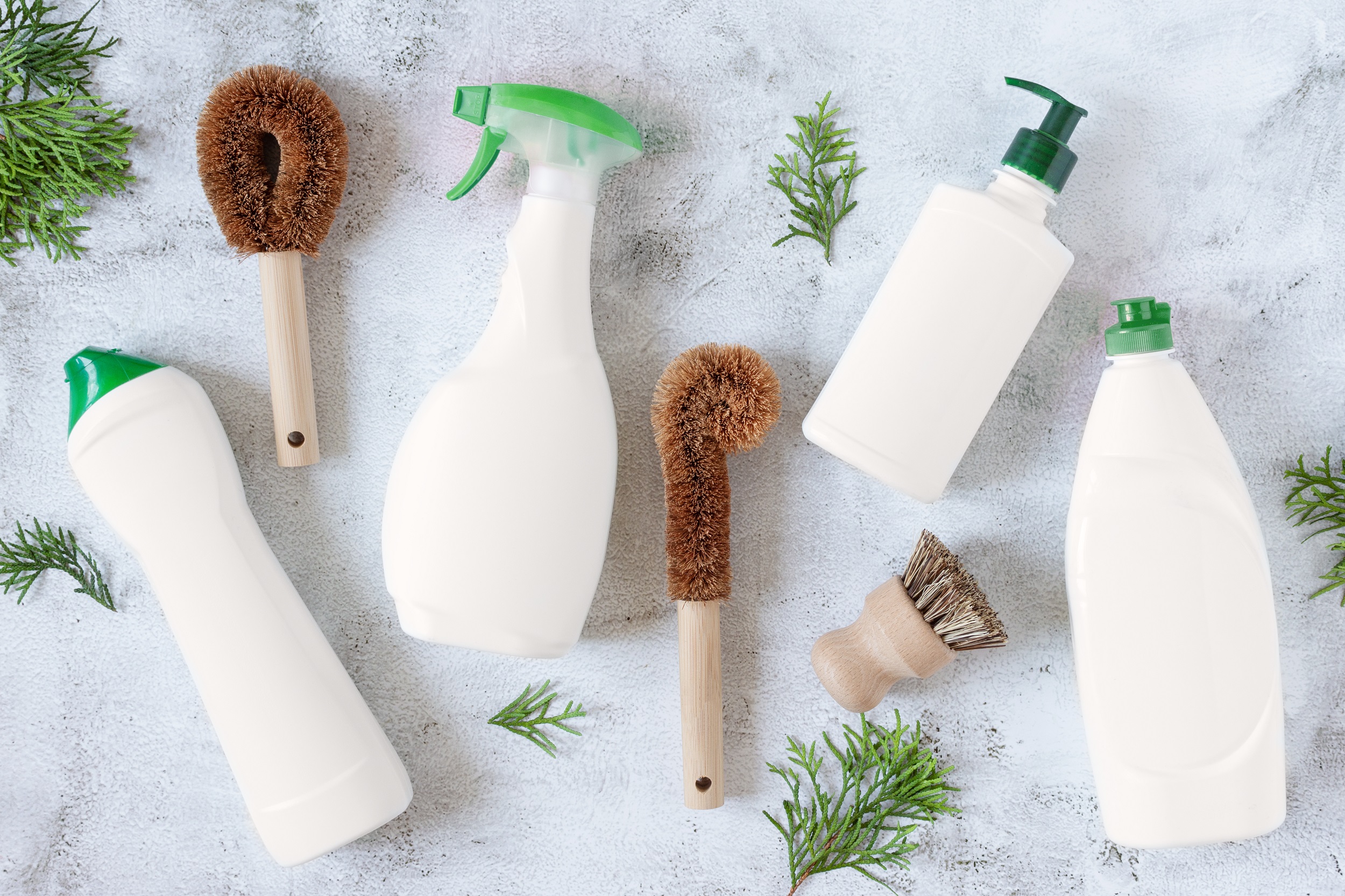 Set of different bio organic detergent products