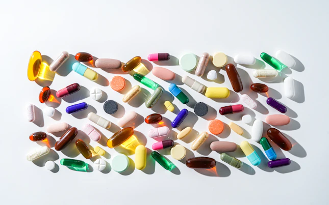 Various pharmaceuticals pills capsules tablets softgel of food supplements, fish oil, vitamin omega