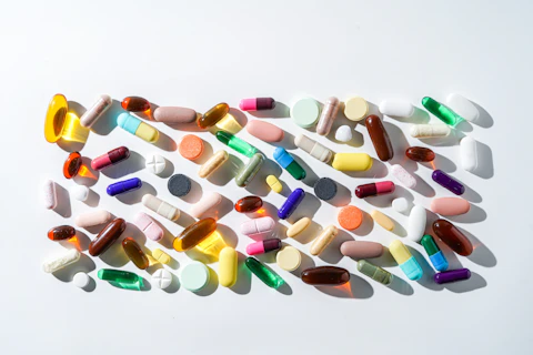 Various pharmaceuticals pills capsules tablets softgel of food supplements, fish oil, vitamin omega