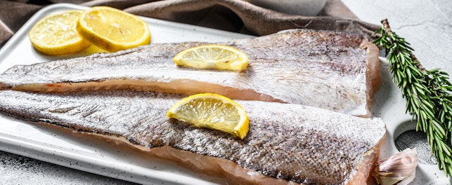 White raw fillet hake fish