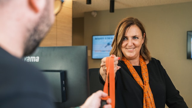 Woman Giving Lace to Man Woman Giving Lace to Man
