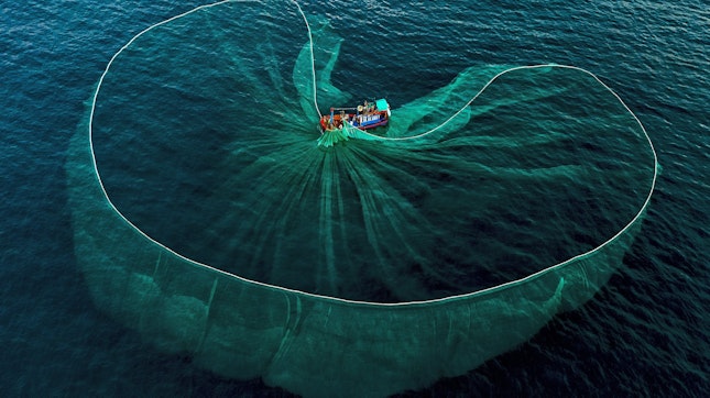 Aerial View of a Fishermen Boat