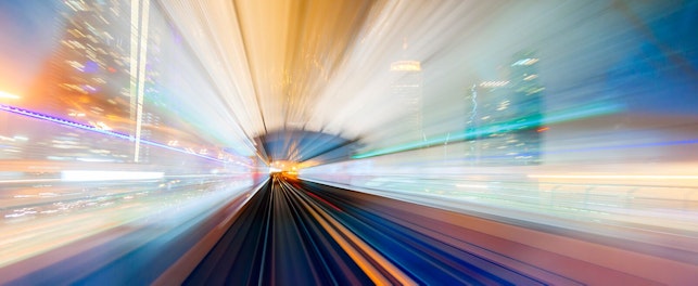 Blurred Railroad Tracks and Light Trails