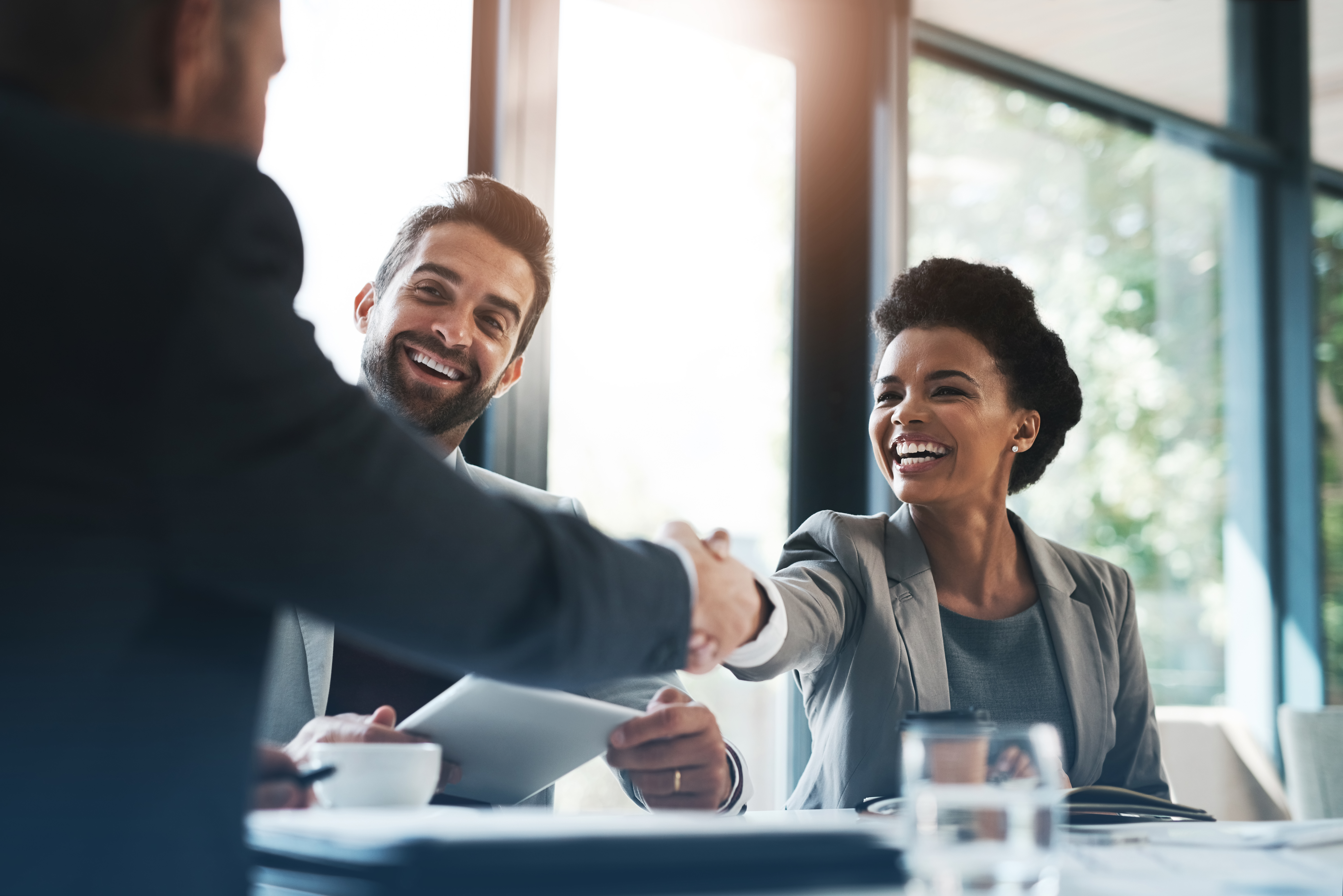 Business colleagues shaking hands