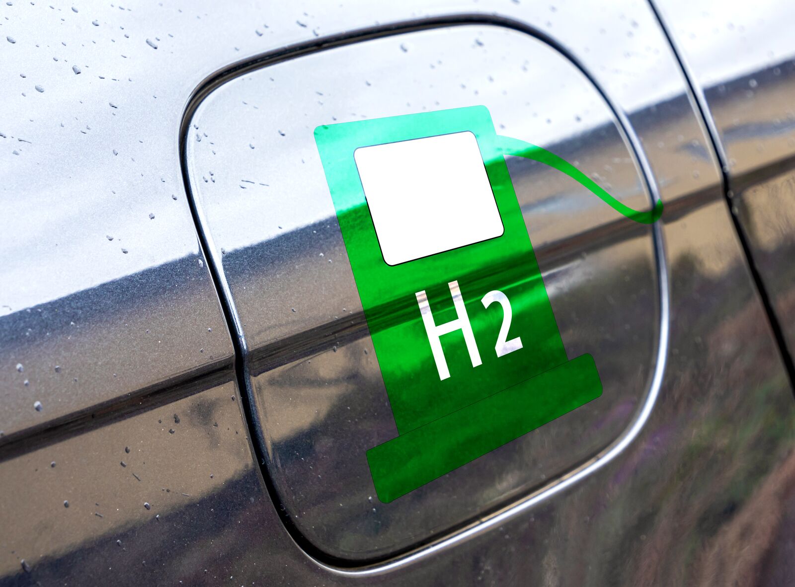 Car with Hydrogen Logo on Filler Cap