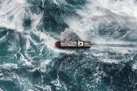 Container Ship in Rough Sea
