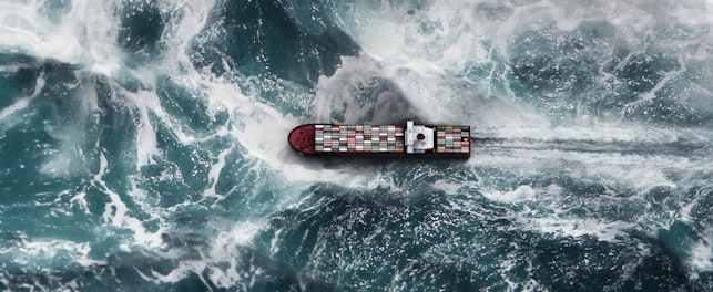 Container Ship in Rough Sea