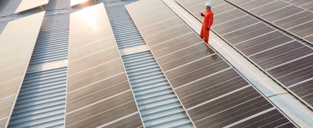 Electrician Doing Maintenance Work at a Solar Power Farm