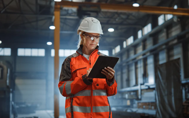 Engineer Working at a Metal Factory