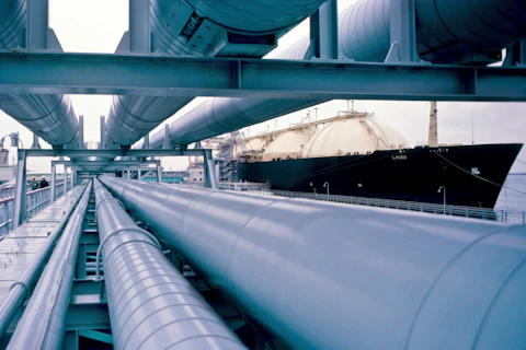 Gas Tanker Delivering Gas to Pipelines