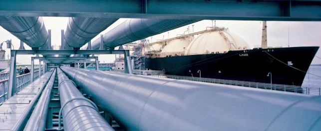 Gas Tanker Delivering Gas to Pipelines