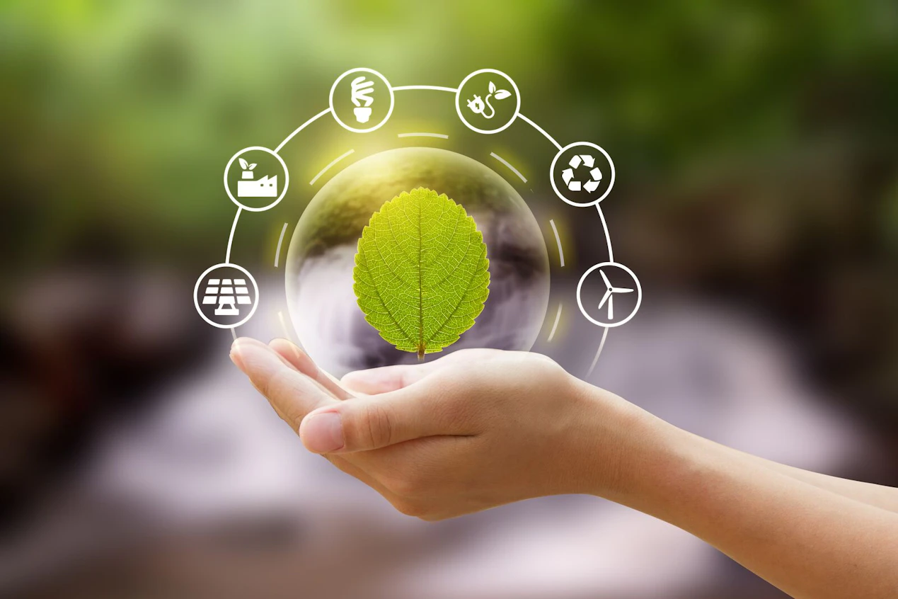 Leaf with Eco Friendly and Nature Icons