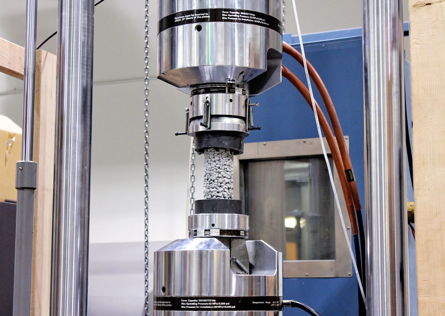 Permeable Concrete Undergoing a Compressive Strength Test