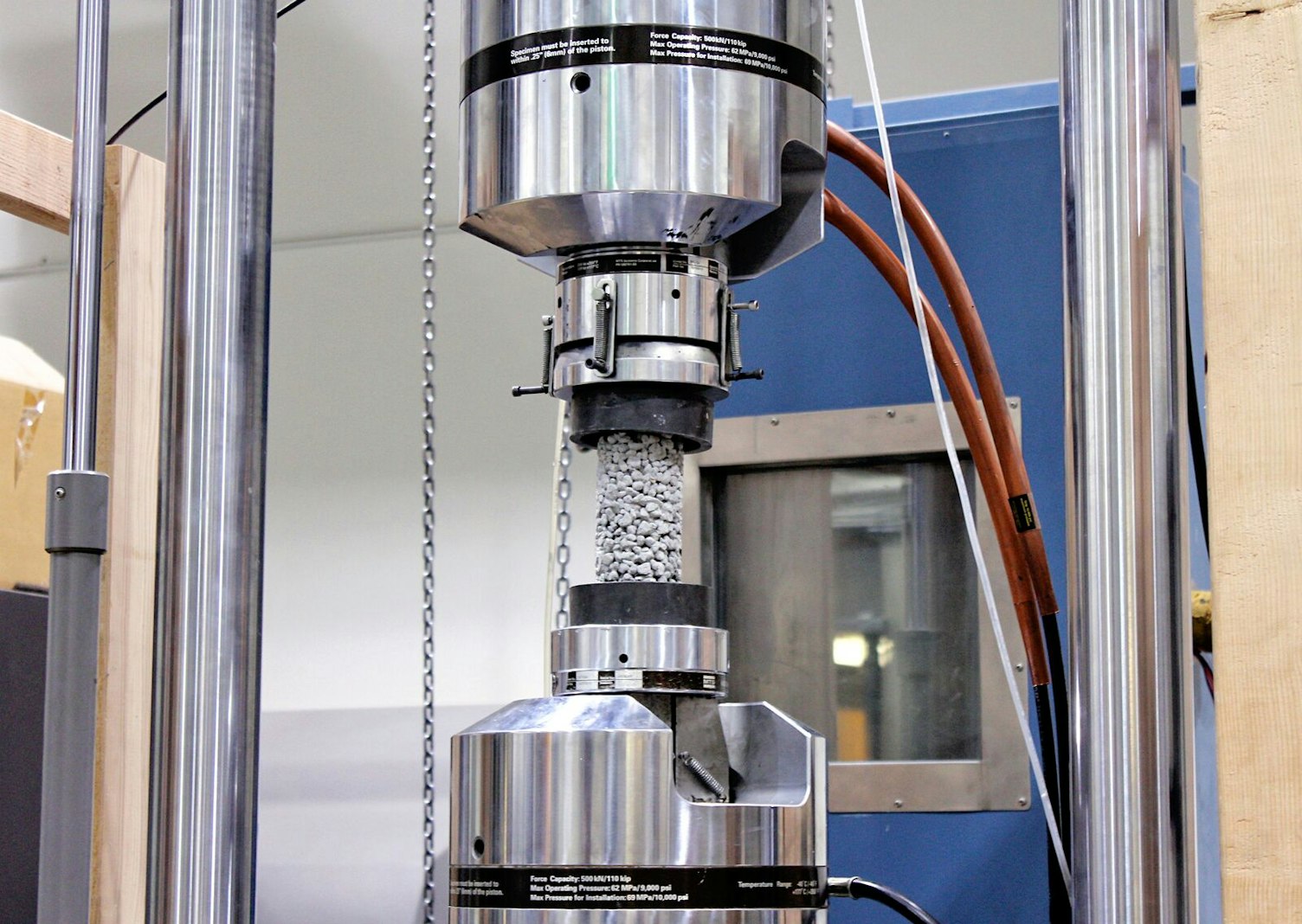 Permeable Concrete Undergoing a Compressive Strength Test