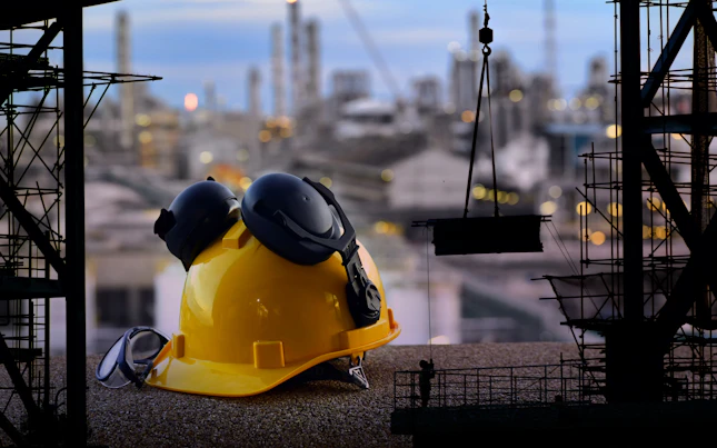Personal Protective Equipment with Construction Background
