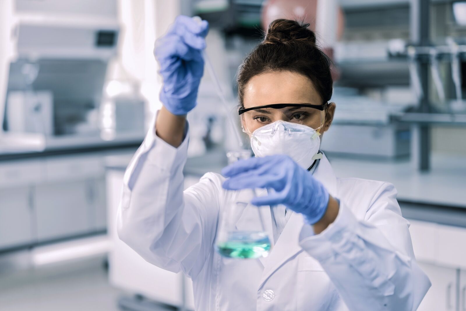 Scientist Testing Chemicals in a Laboratory
