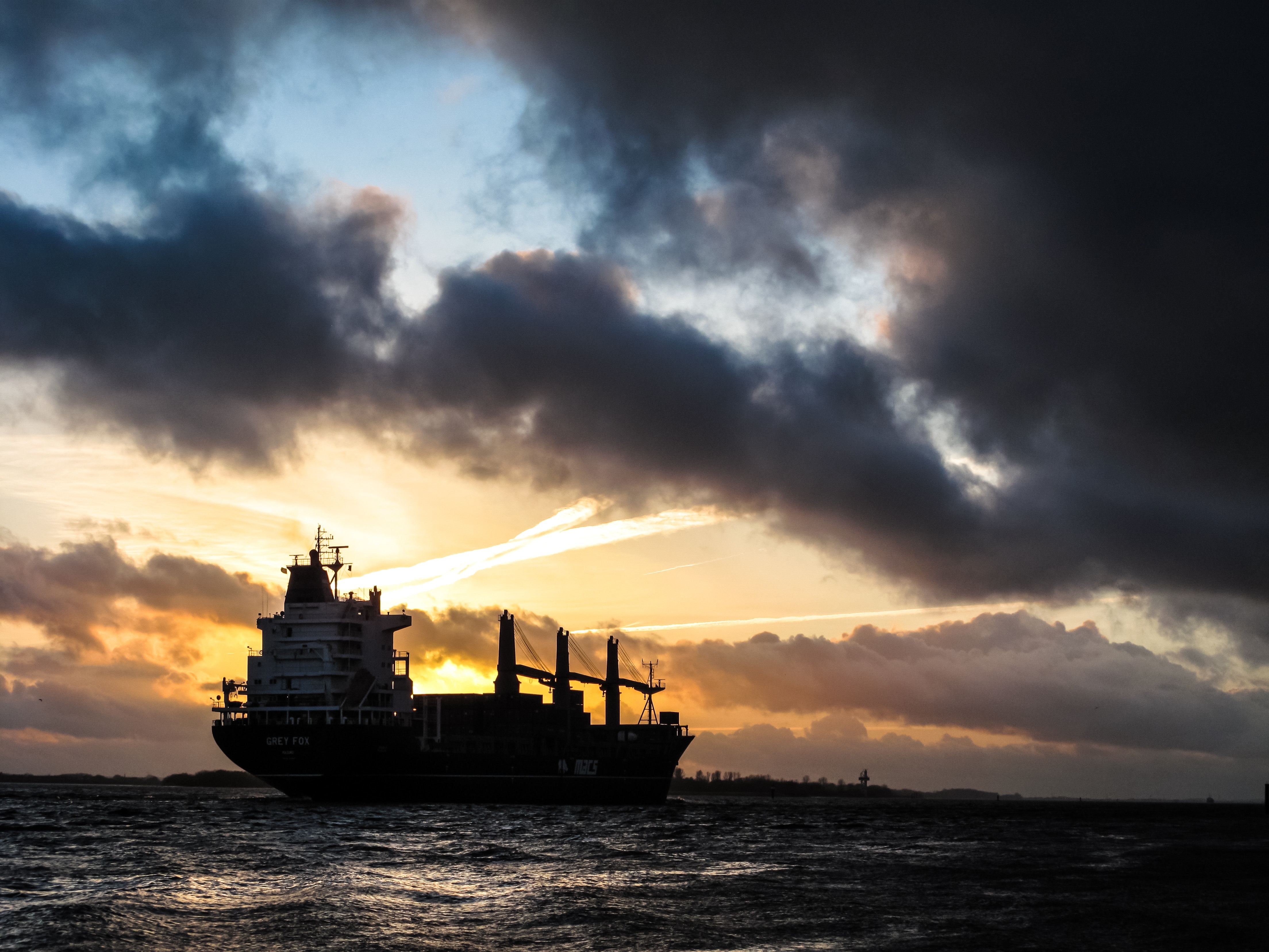 Ship during sunset