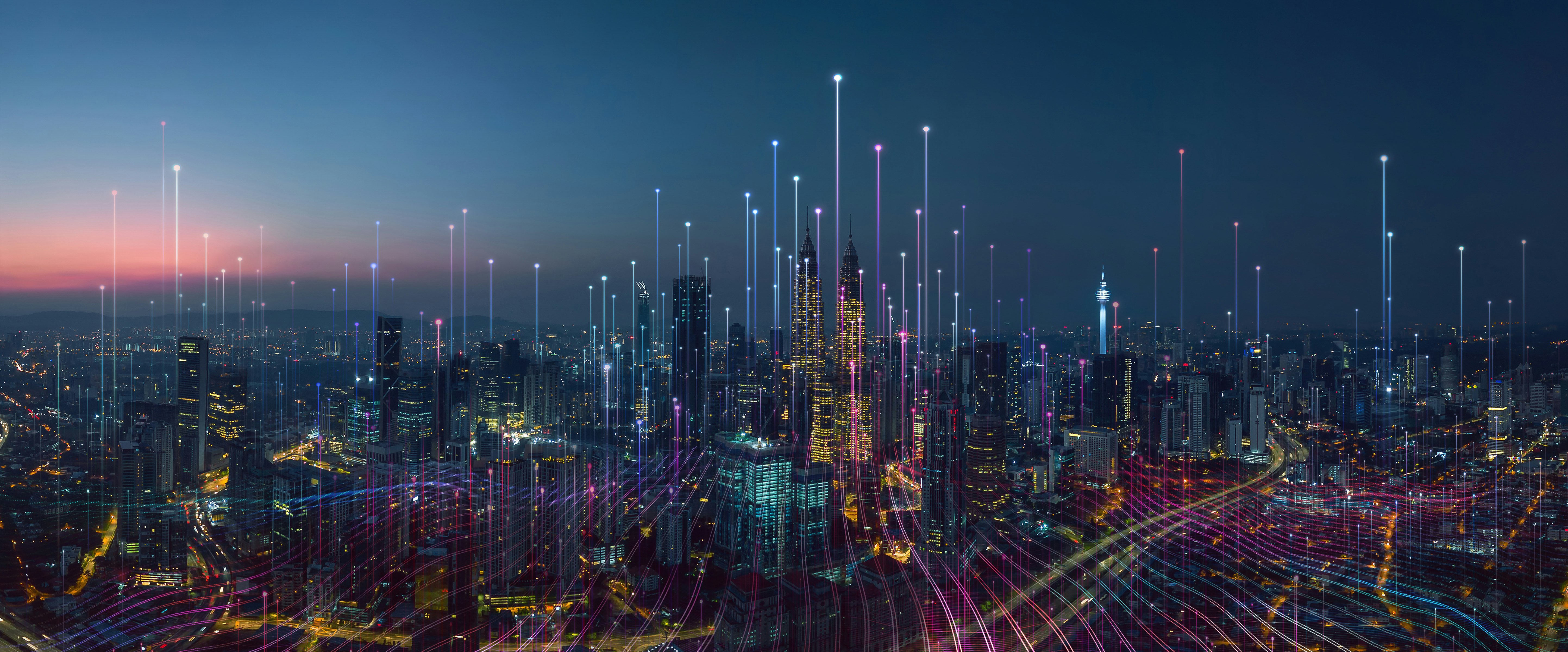 Smart City and Abstract Connection Dots