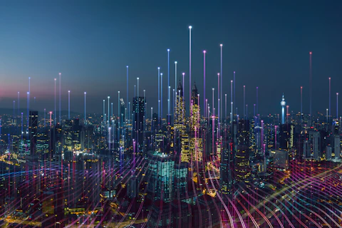 Smart City and Abstract Connection Dots