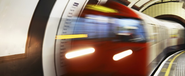 Subway train in motion