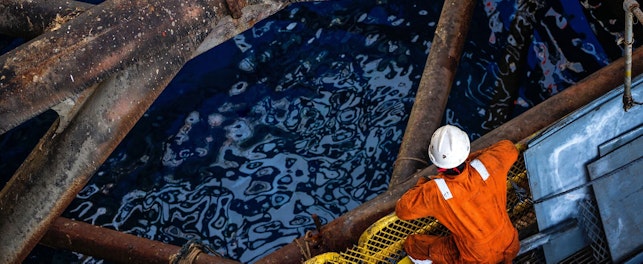 Top view of a Worker on Offshore Platform