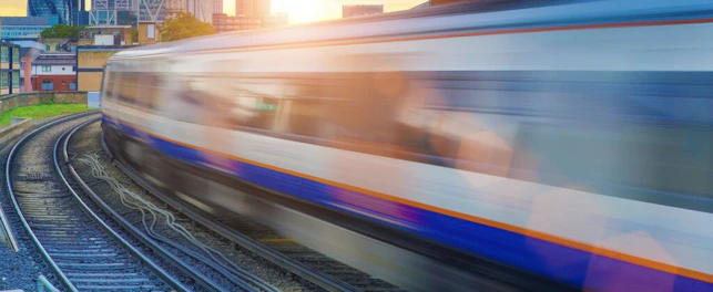 Train in Motion cityscape