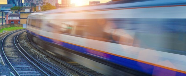 Train in Motion cityscape