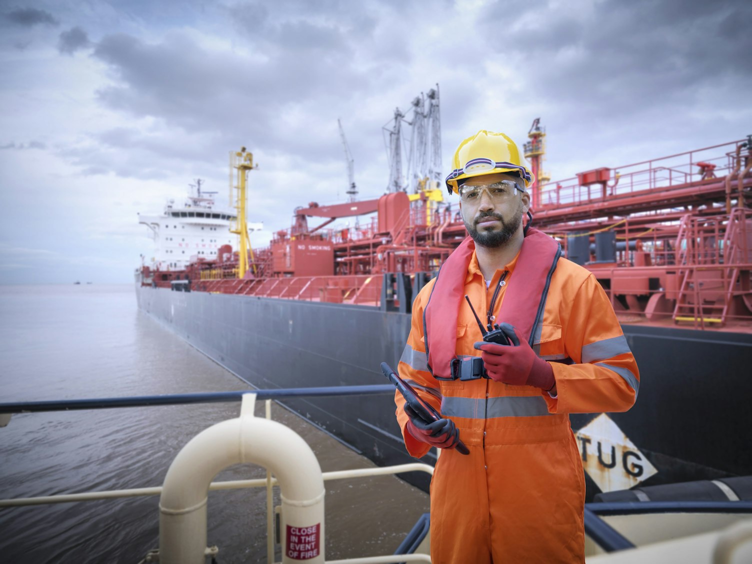 Worker on TUG Boat