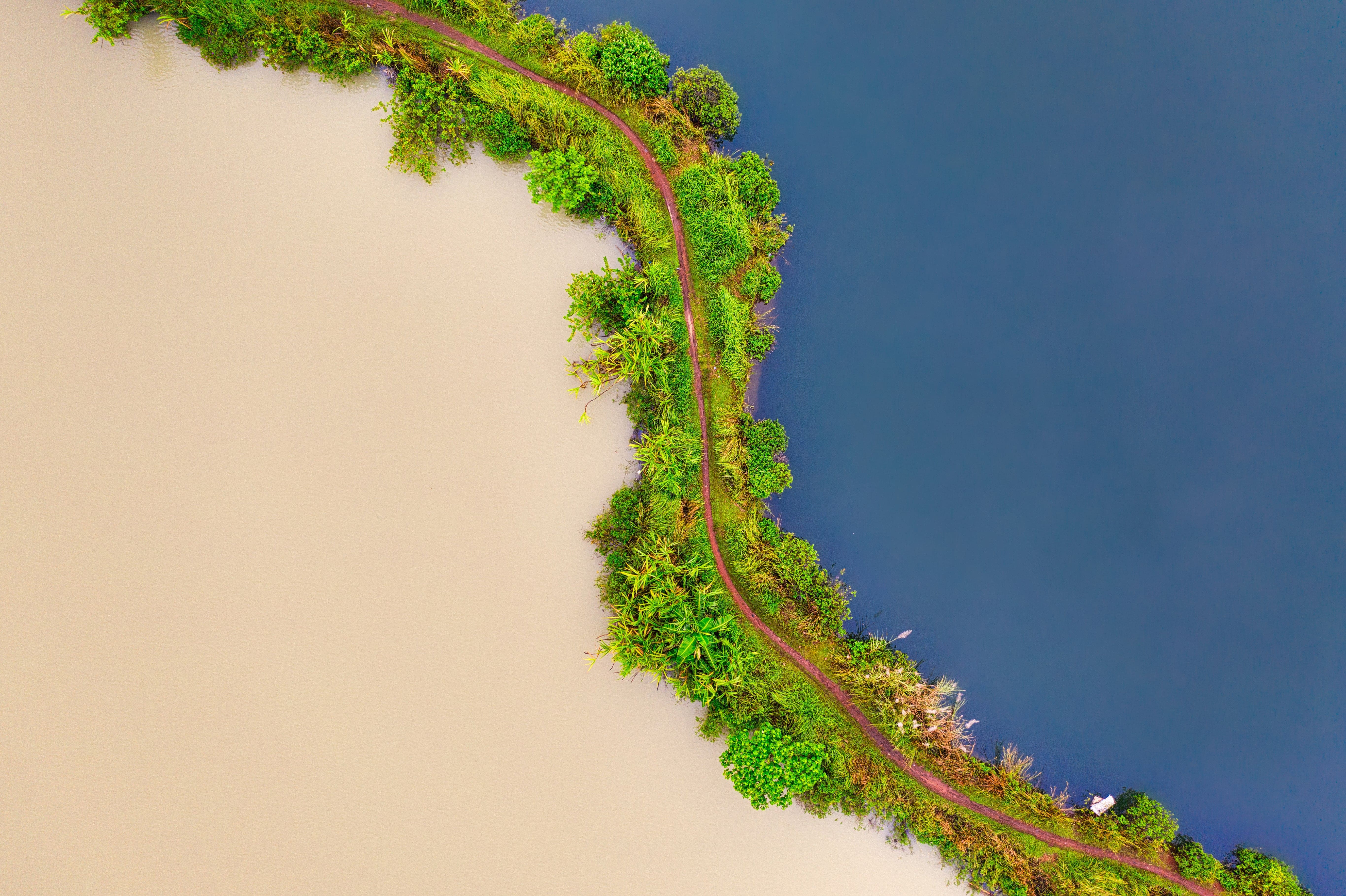 Aerial shot sea and river