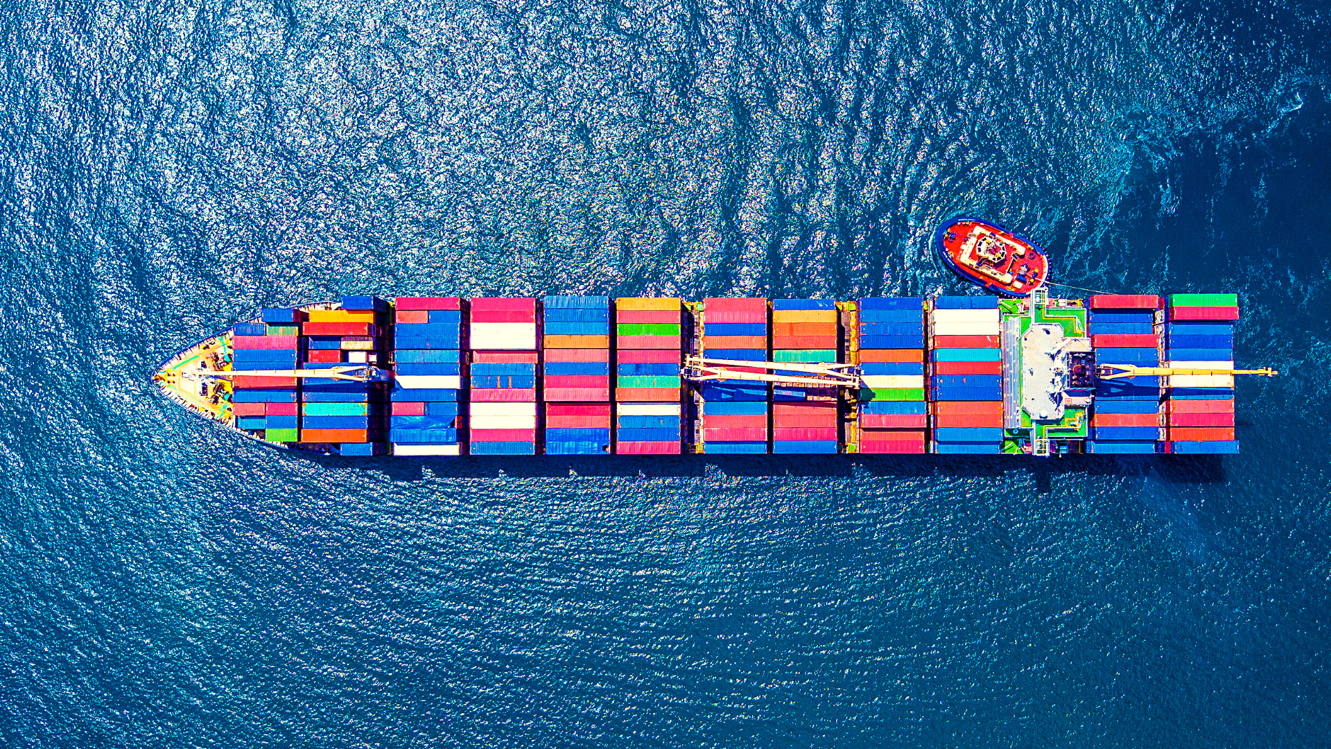 Aerial view of a cargo ship