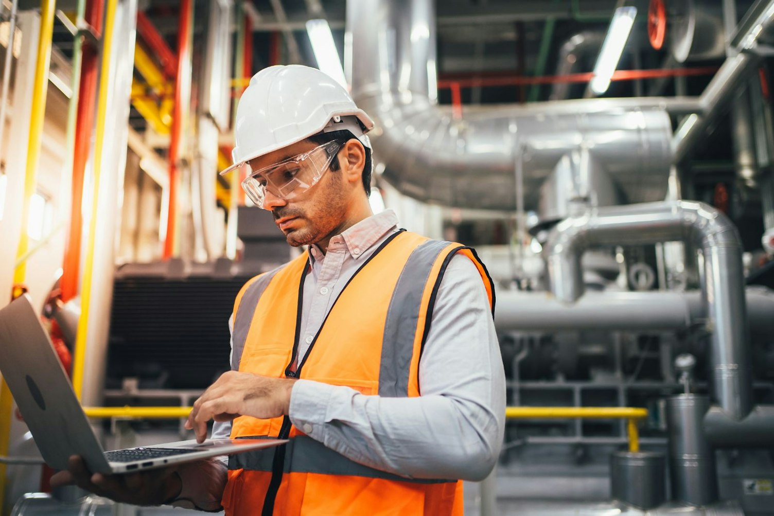 Auditor inspecting a factory