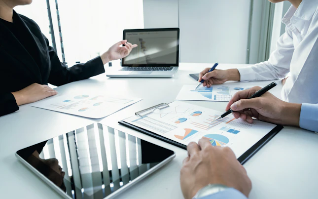 Business Colleagues Analysing Data