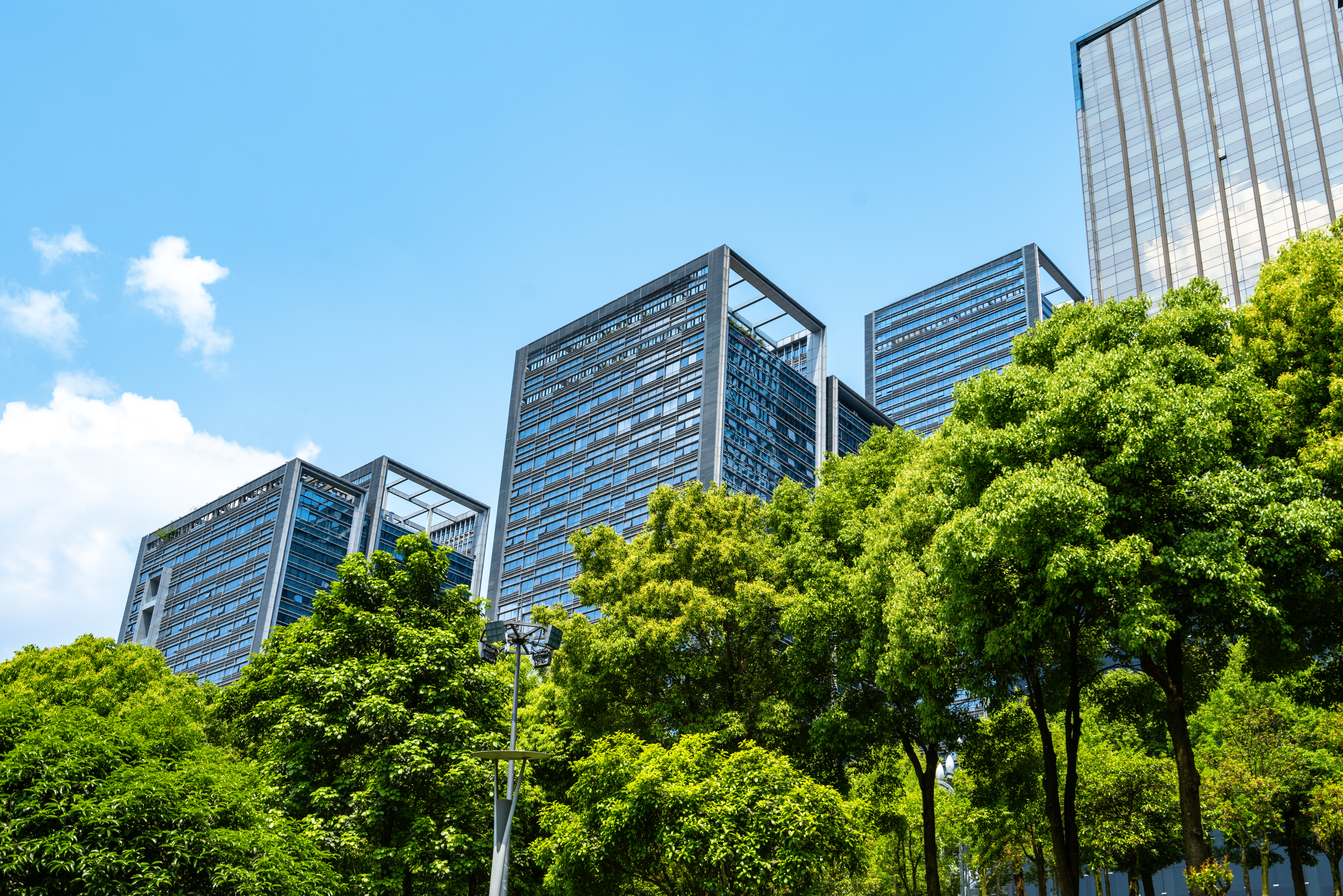Central Park Lawn and Financial Center Office Building