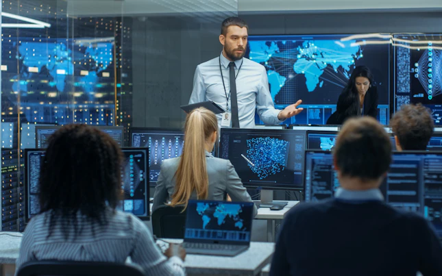 Chief Project Engineer Holds Briefing for a Team