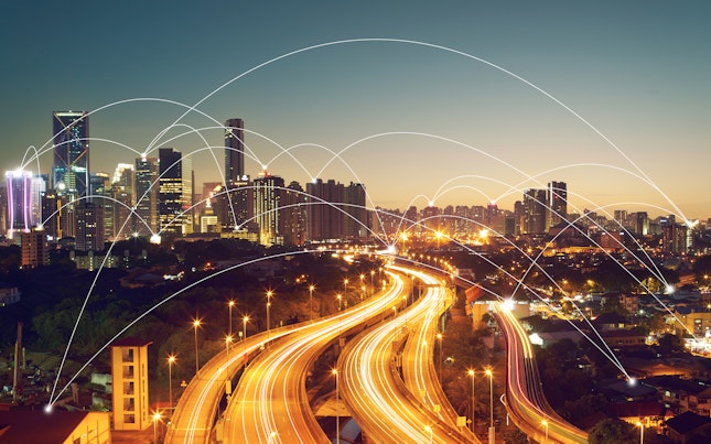 City Scape and Network Connection Concept