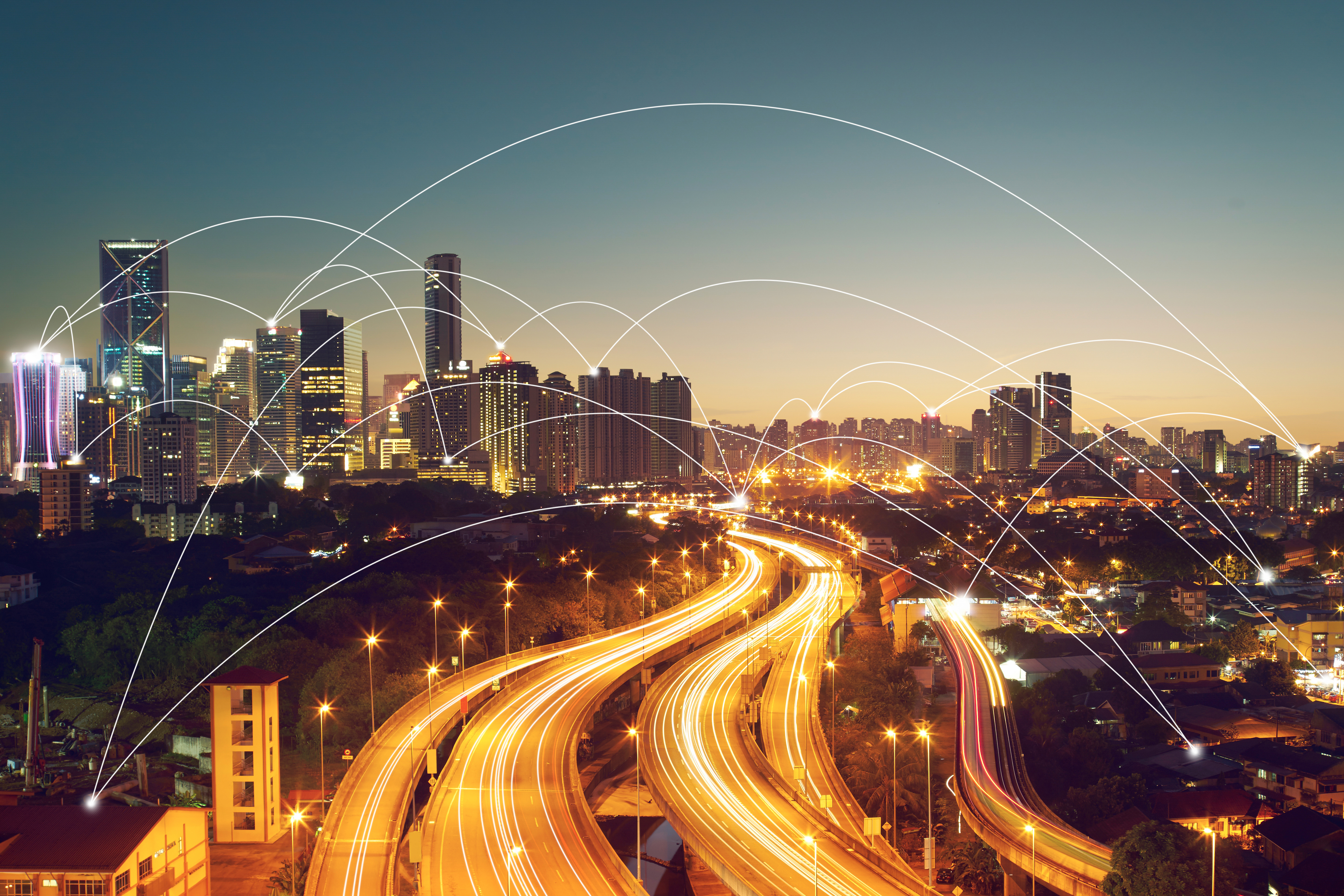 City Scape and Network Connection Concept