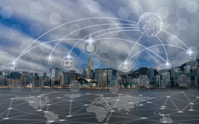 City Skyline with Digital Design Overlay
