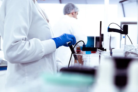 Cosmetics laboratory staff