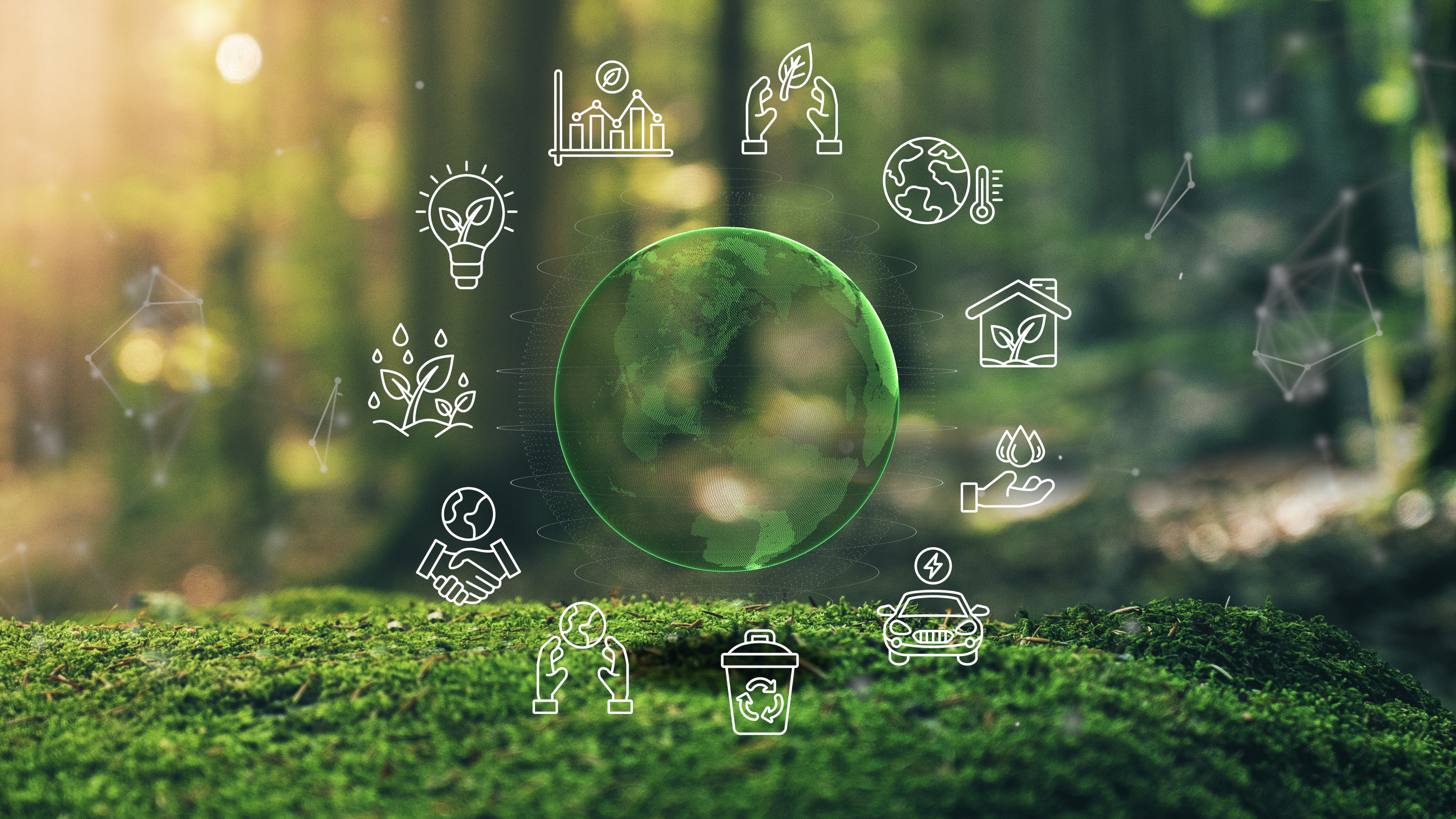 Earth Ecological Green Energy Icons Concept