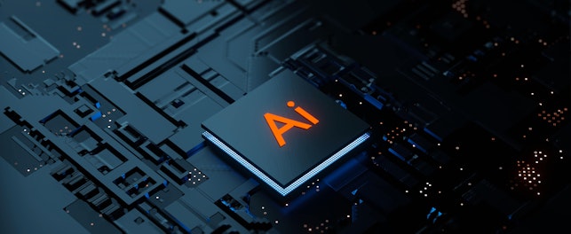 Glowing Ai Artificial Intelligence Technology Chipset CPU on Circuit Board