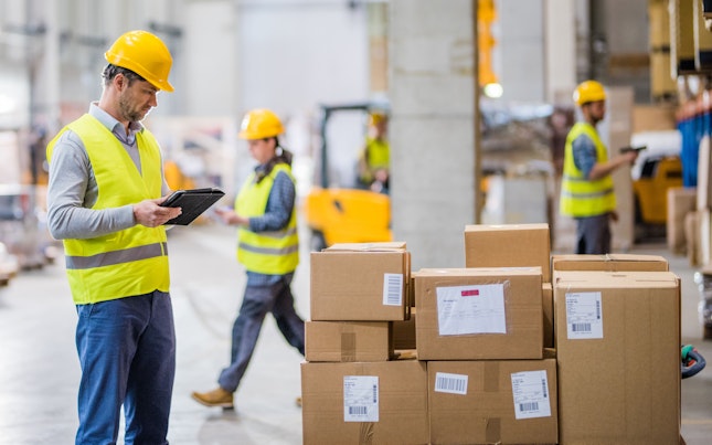 Group of workers in warehouse
