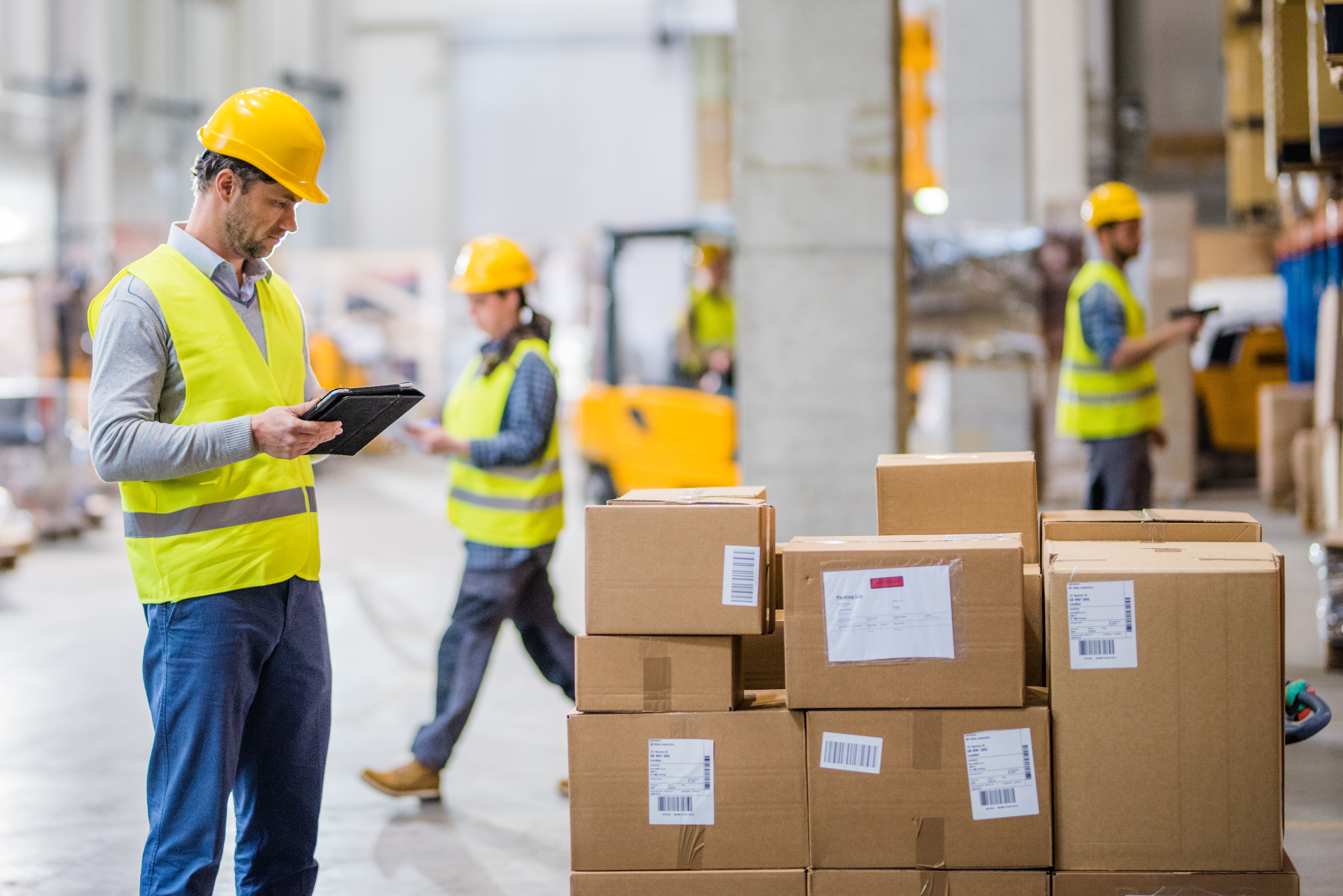 Group of workers in warehouse