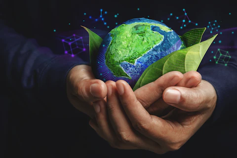 Hands holding the earth